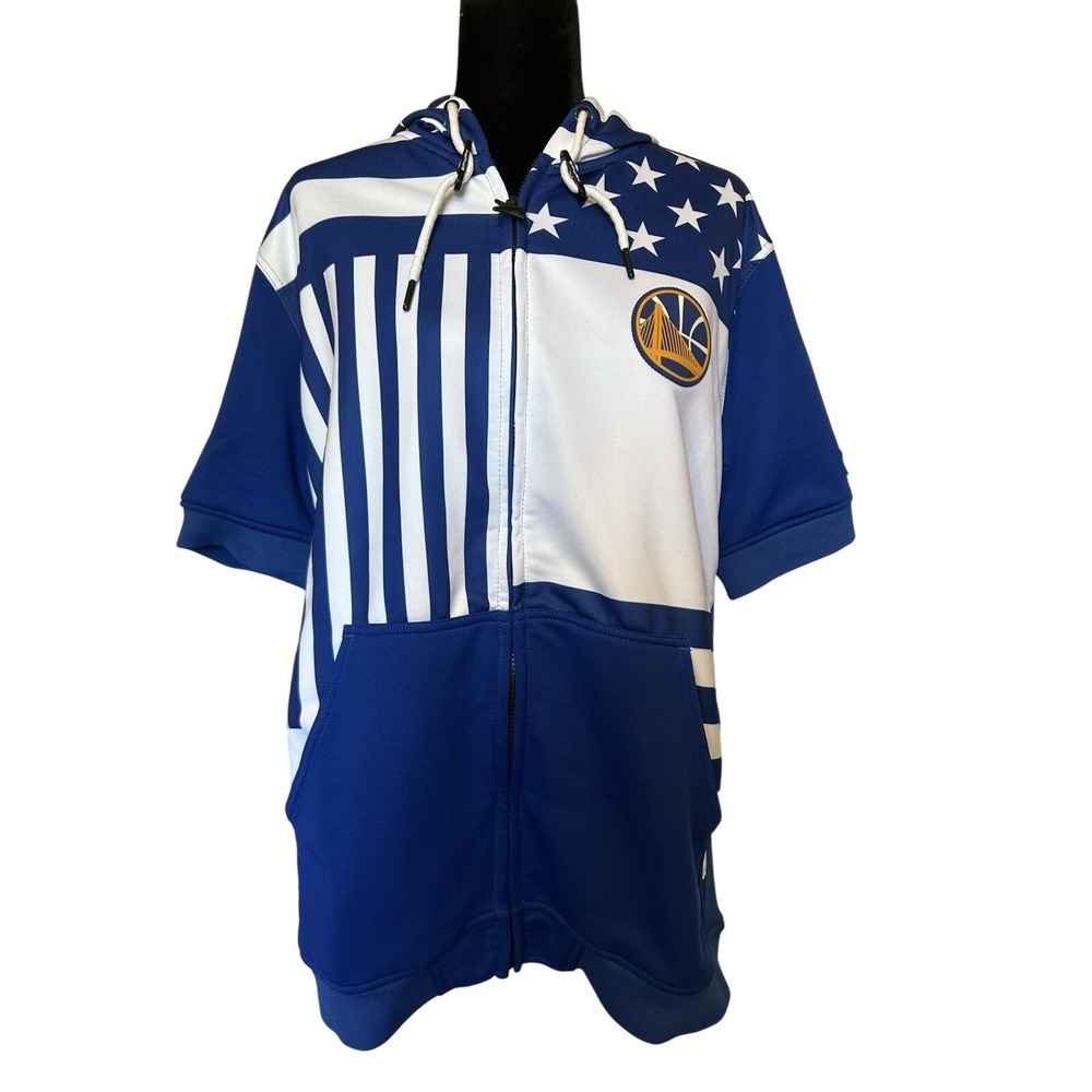 Zipway‎ Tear-away Warriors NBA Full Zip Short Sleeve Hoodie Jacket Size Large